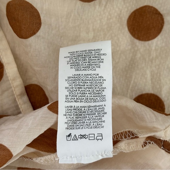 CAbi Classic Collared S/S Shirt Sheer Cream Rust Polka Dots Button Front M - Picture 7 of 8